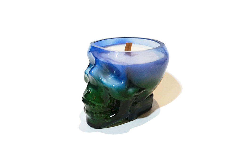 Skull Soy Candle - Blue & Green