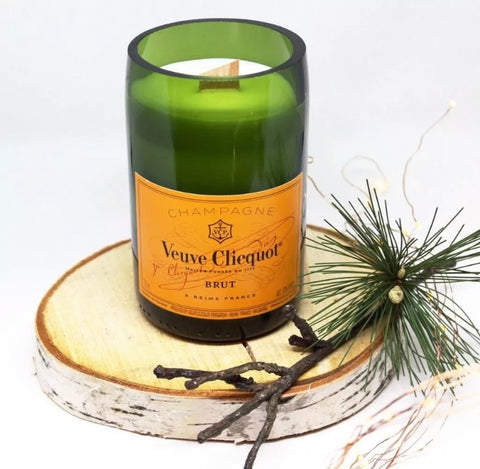 Champagne Wine Soy Candle Recycled- Wood Wick & Scented